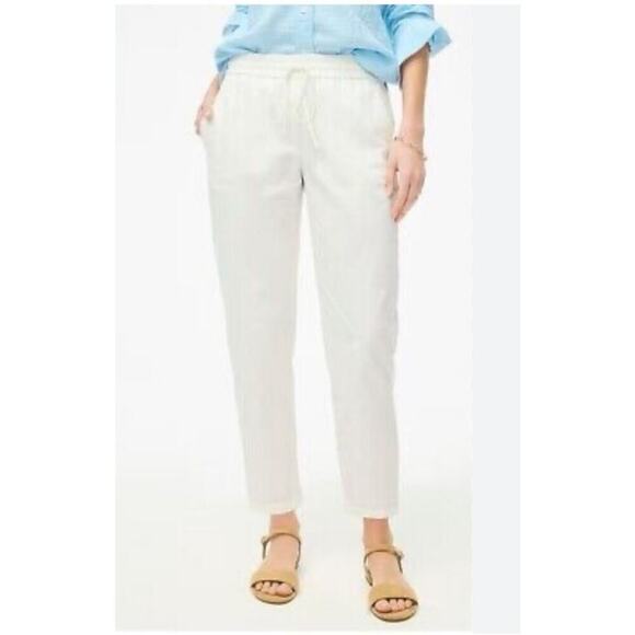 NWOT J.Crew Women’s 14T Pants White Seaside Linen Blend Pull On Trouser Summer - Picture 1 of 13
